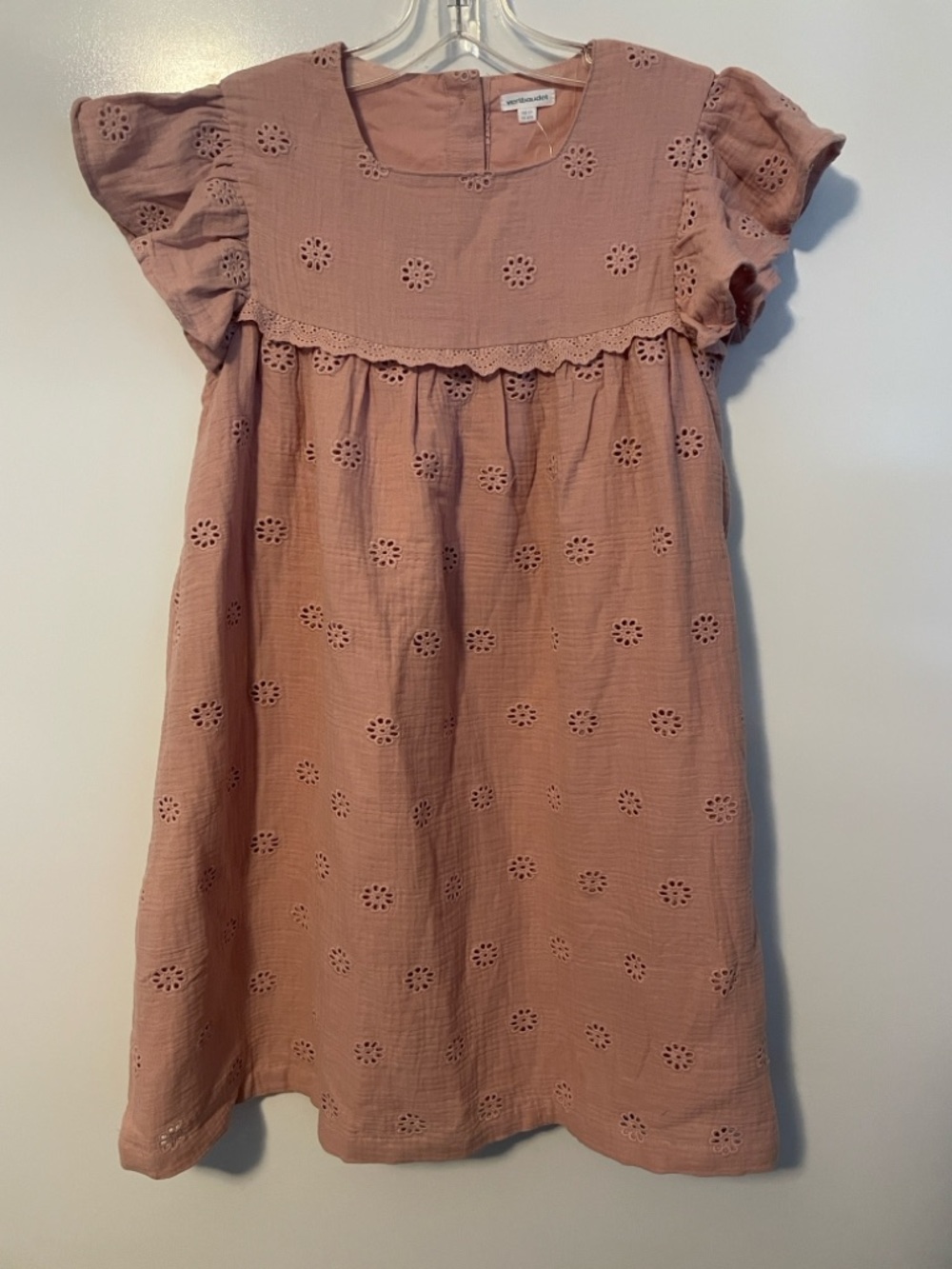 Vertbaudet Pink Eyelet Cotton Knee length Dress Size 14 Years NWT